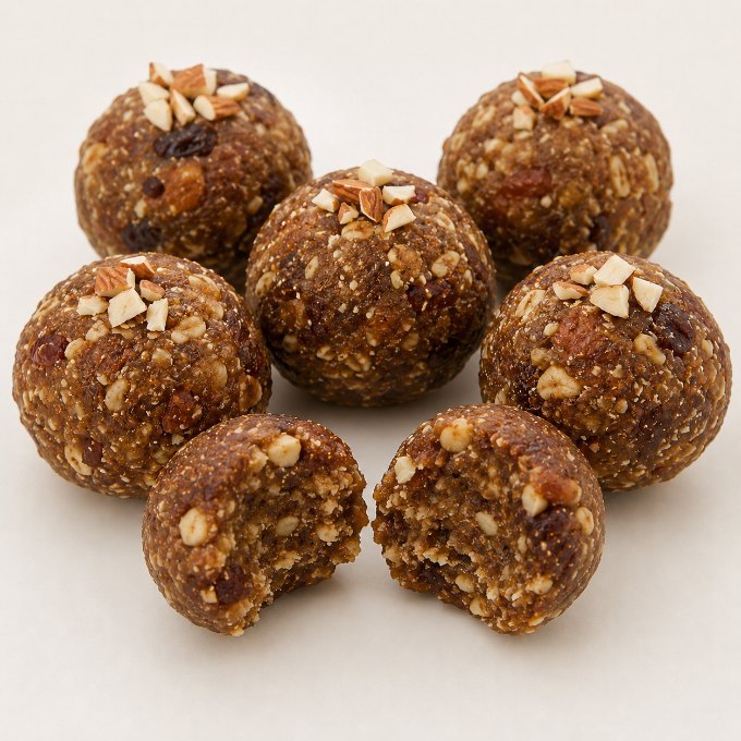 Dink Paushtik Ladoo being eaten, frame 2