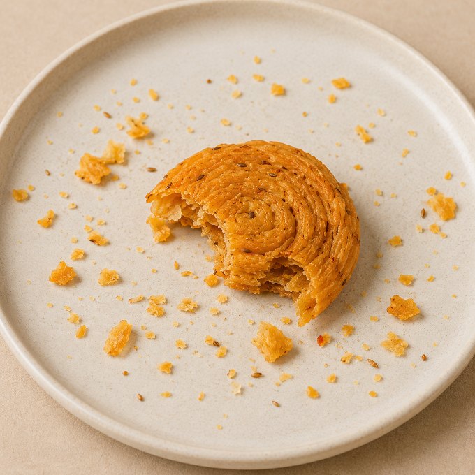 Masala Chirote being eaten, frame 4